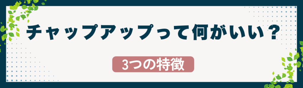 チャップアップって何がいいの?3つの特徴